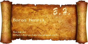 Boros Henrik névjegykártya